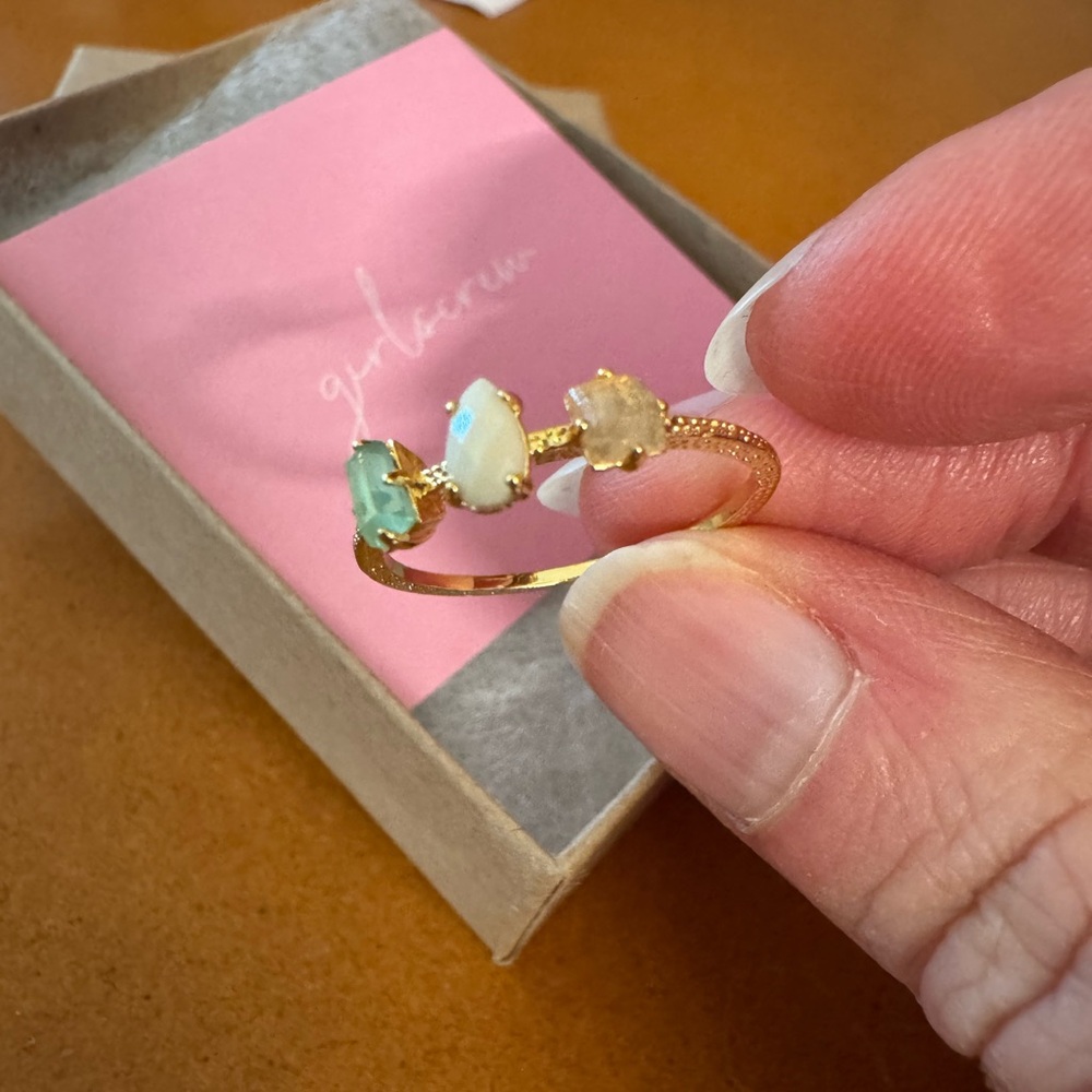 Girls Crew Dainty Three Stone Ring View 2